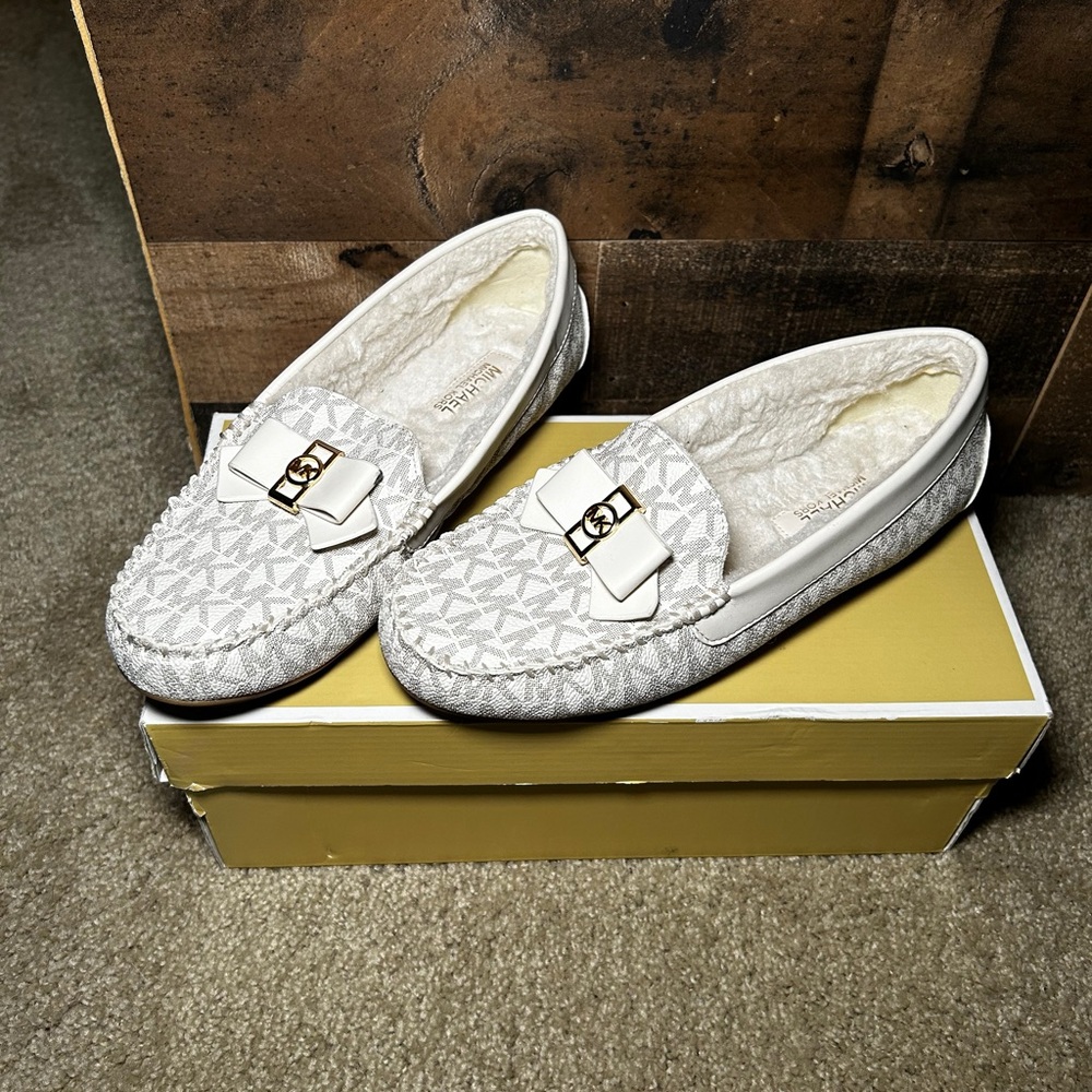 Michael Kors Slipper Leather Faux Fur Loafers Size 6.5